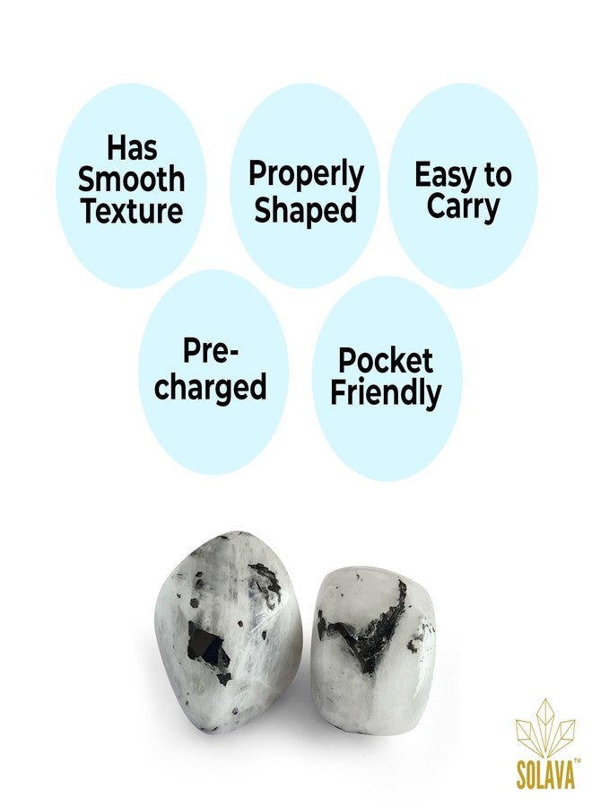 SOLAVA Original Rainbow Moonstone Crystal Tumble - Natural Energised Moon Stone Tumble for Peace, Relationship, Emotional healing, Chakra Healing and Positivity - 2 Piece - Image 4